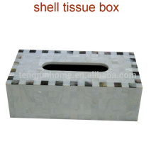 Chinese freshwater shell and black shell mixed rectangle crystal tissue box